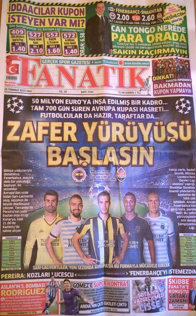 Як виглядають турецькі газети перед матчем "Фенербахче" - "Шахтар" - фото 2