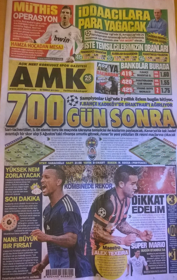 Як виглядають турецькі газети перед матчем "Фенербахче" - "Шахтар" - фото 1