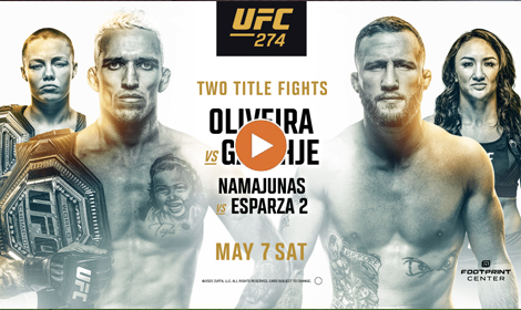 Во сколько бой Гейджи  Оливейра: когда, время начала боя 8 мая на UFC 274