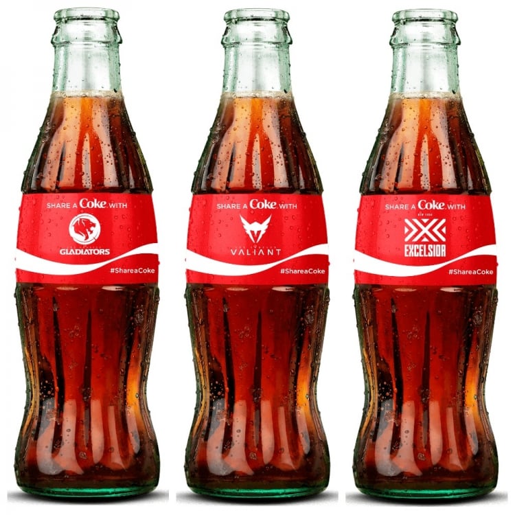  Coca-Cola выпустила в продажу бутылки с логотипами участников Overwatch League 