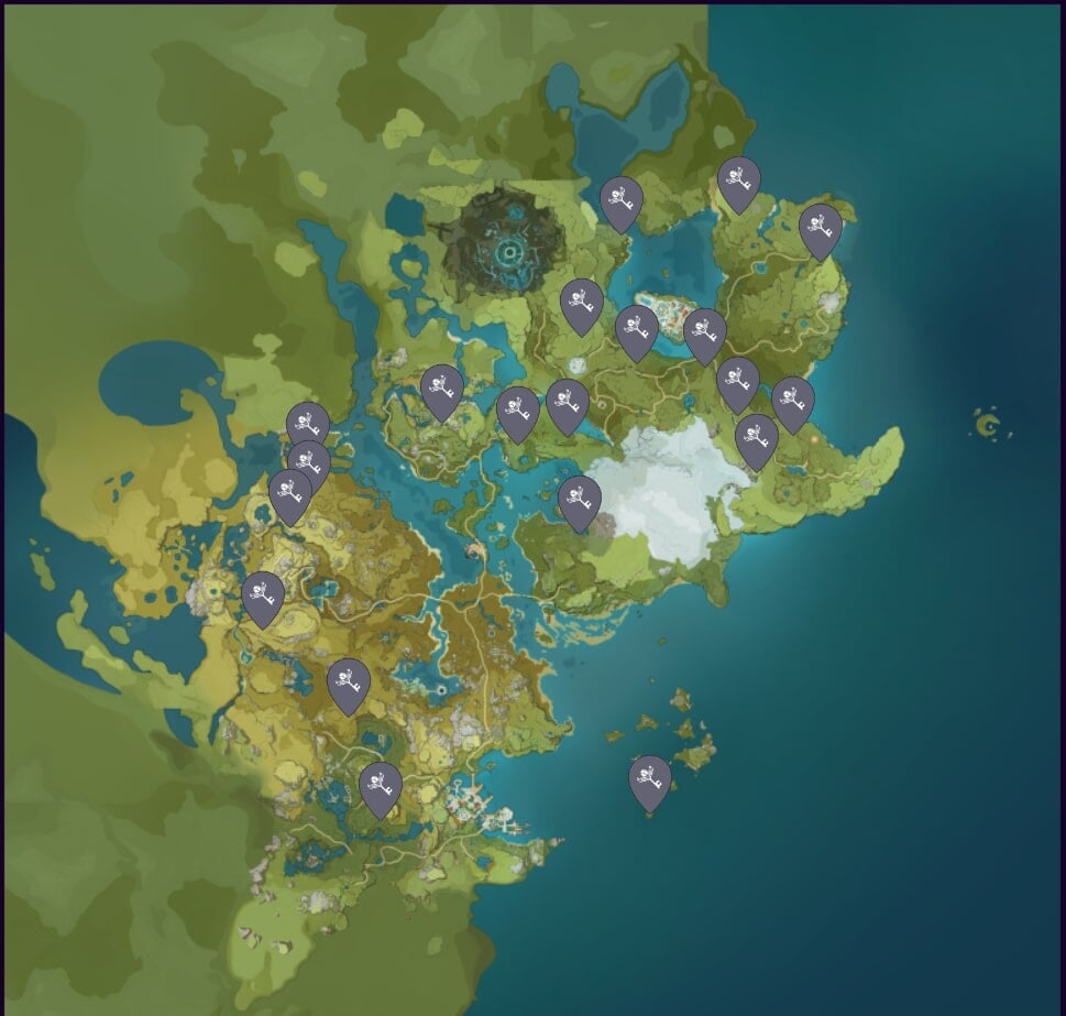 Карта всех усыпальниц монштада