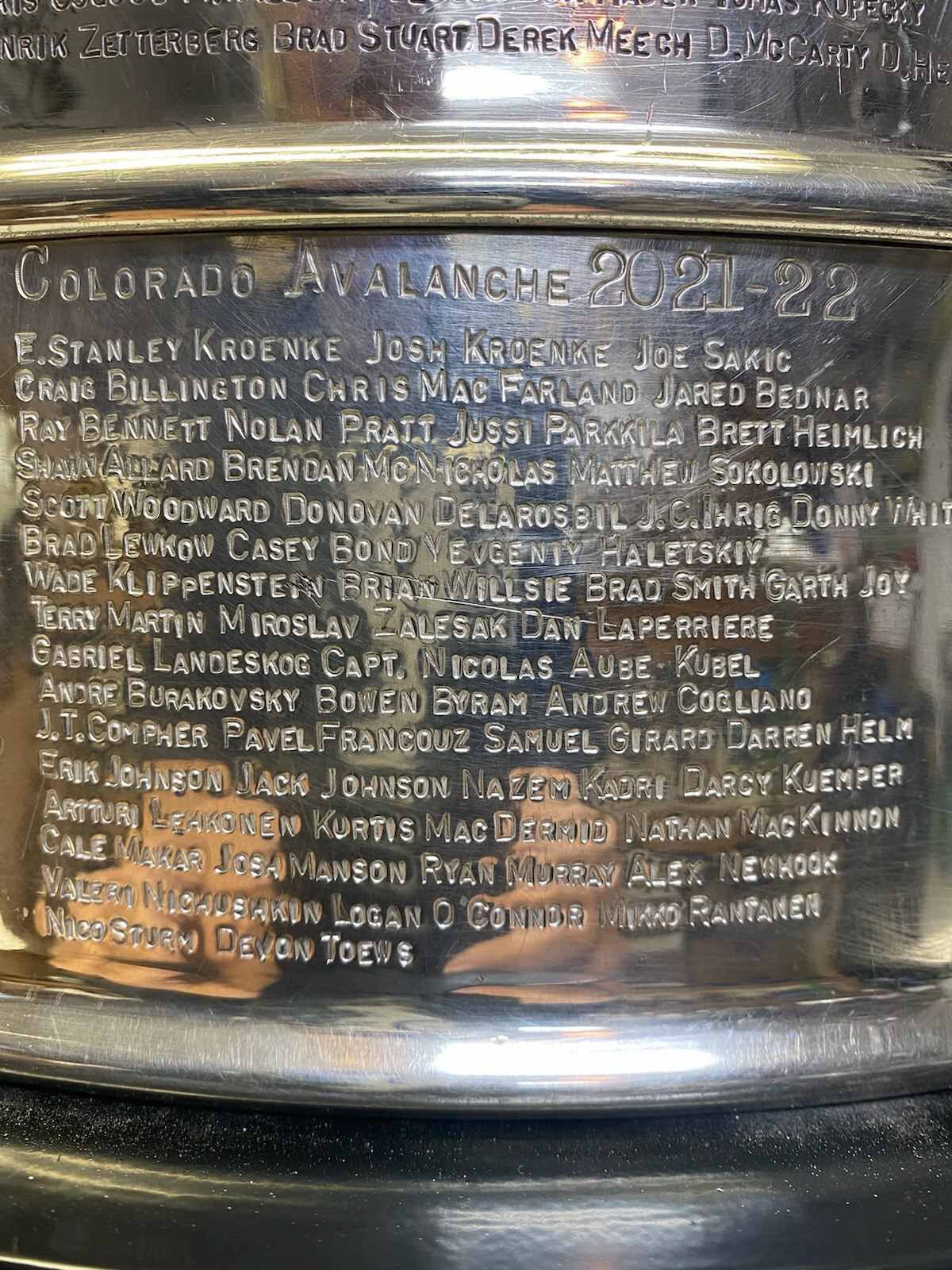 Имена игроков Колорадо нанесли на Кубок Стэнли