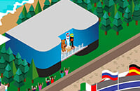 Безумный постер для Гран-при России от команды «Ф-1»: медведи на подиуме, трибуне и фудкорте, а на трассе – гопник