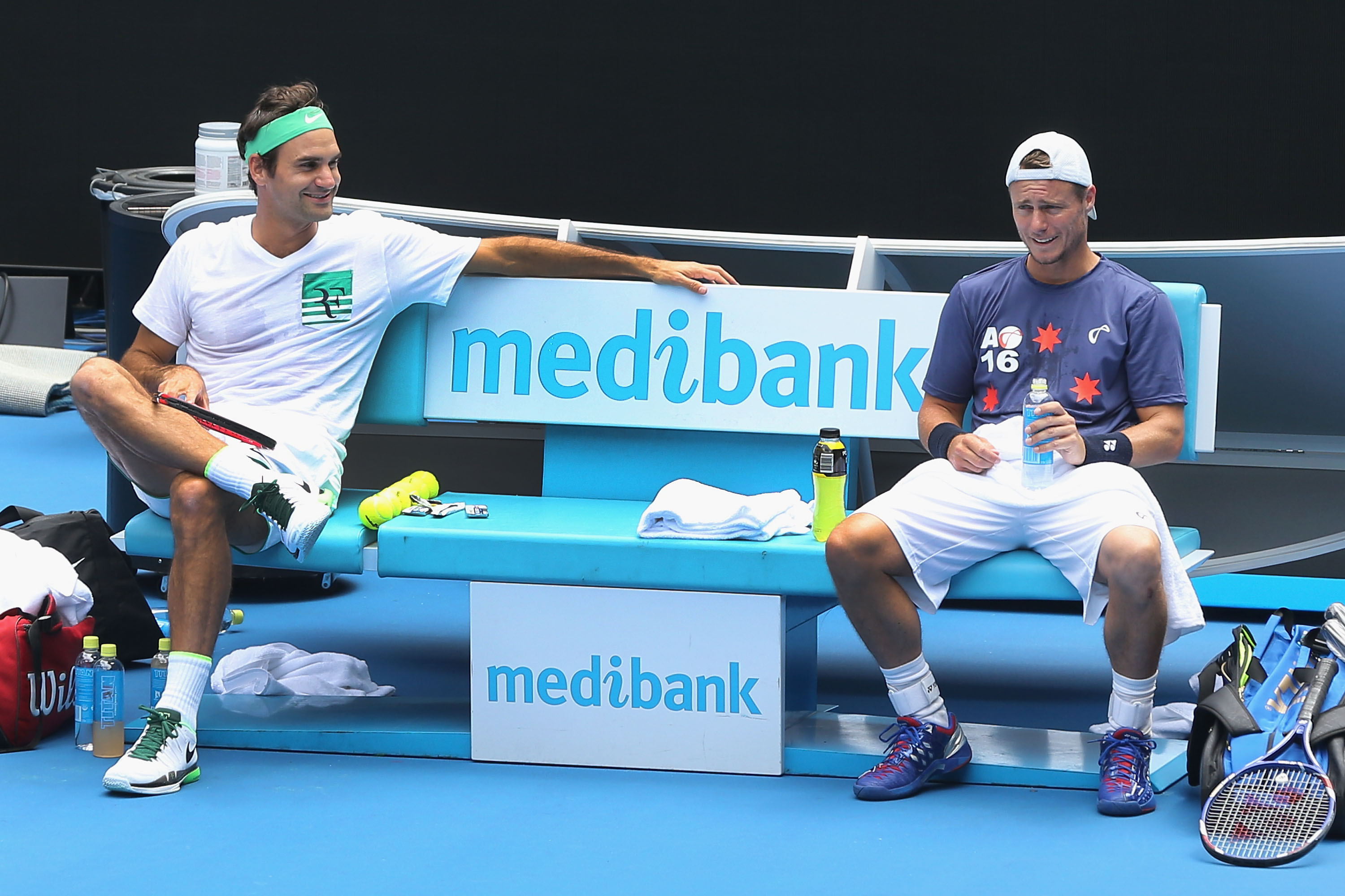 Practice open. Хьюитт и Федерер. Medibank private.