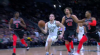 Pat Connaughton rattles the rim on the finish!