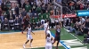Giannis Antetokounmpo with the rejection vs. the Raptors