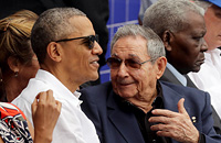 Барак Обама на бейсболе во время визита на Кубу
