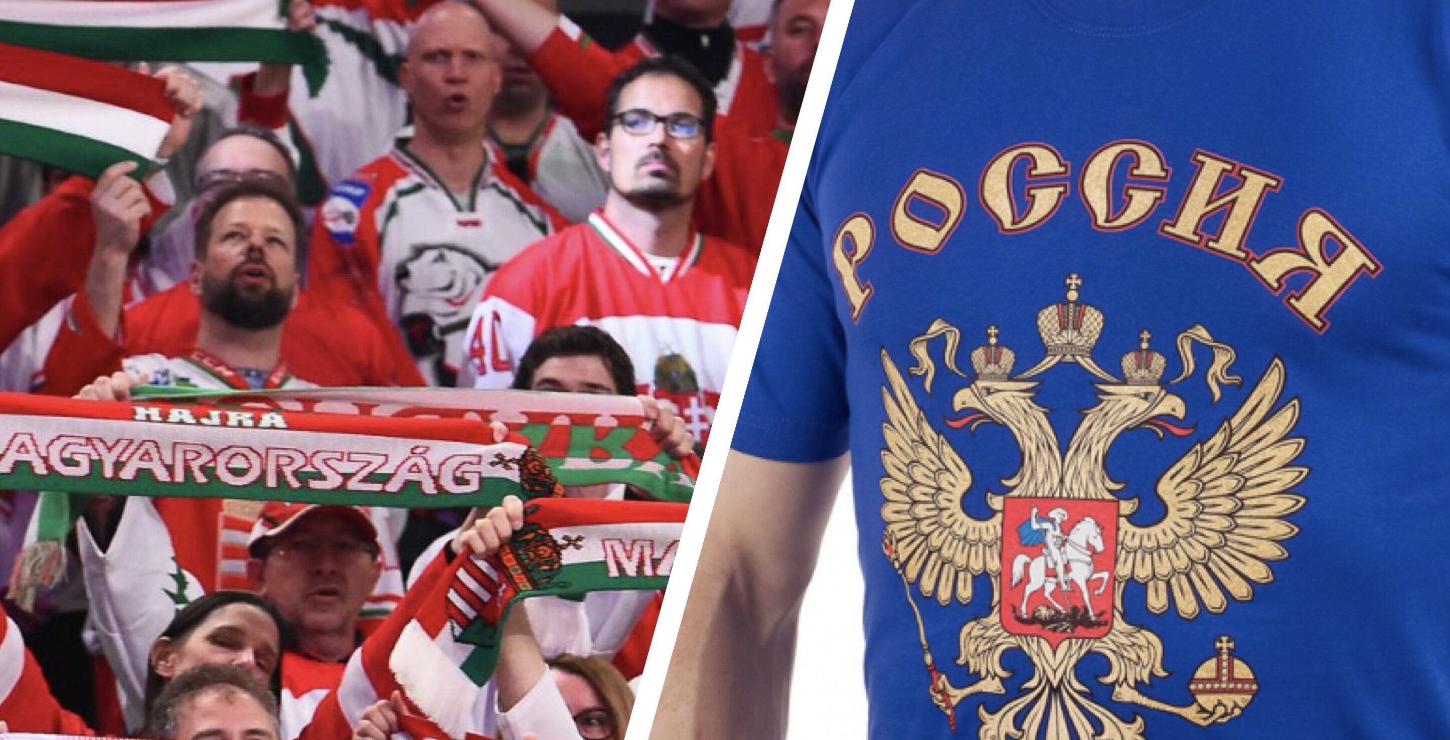 Болельщика Венгрии в футболке с надписью Россия на ЧМ по хоккею попросили снять ее. Он подчинился организаторам