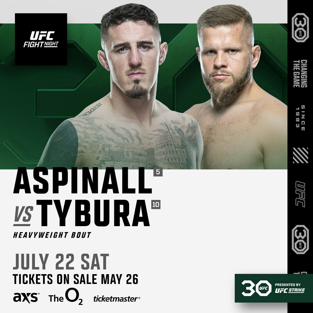 Аспинэлл и Тыбура возглавят UFC Fight Night в Лондоне