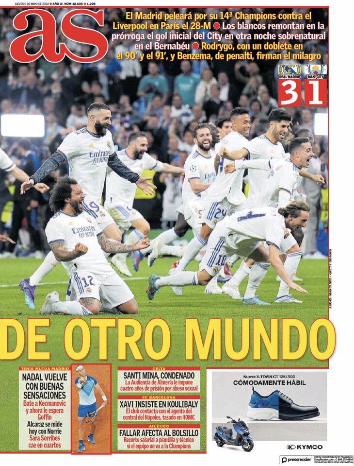 «С другой планеты», «Невероятные!», «Боже, спустись и объясни!» – грандиозный полуфинал «Реала» с «Сити» на обложках газет