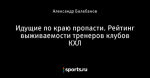 Идущие по краю пропасти. Рейтинг выживаемости тренеров клубов КХЛ