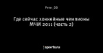 Где сейчас хоккейные чемпионы МЧМ 2011 (часть 2)