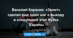 Василий Карасев: «Зенит» сделал еще один шаг к выходу в следующий этап Кубка Европы
