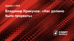 Владимир Крикунов: «Нас должно было прорвать»