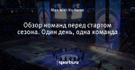 Обзор команд перед стартом сезонa. Один день, одна команда