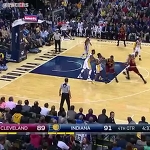 LeBron's dunk DENIED by rookie Myles Turner.