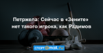 Петржела: Сейчас в «Зените» нет такого игрока, как Радимов