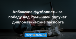 Албанские футболисты за победу над Румынией получат дипломатические паспорта