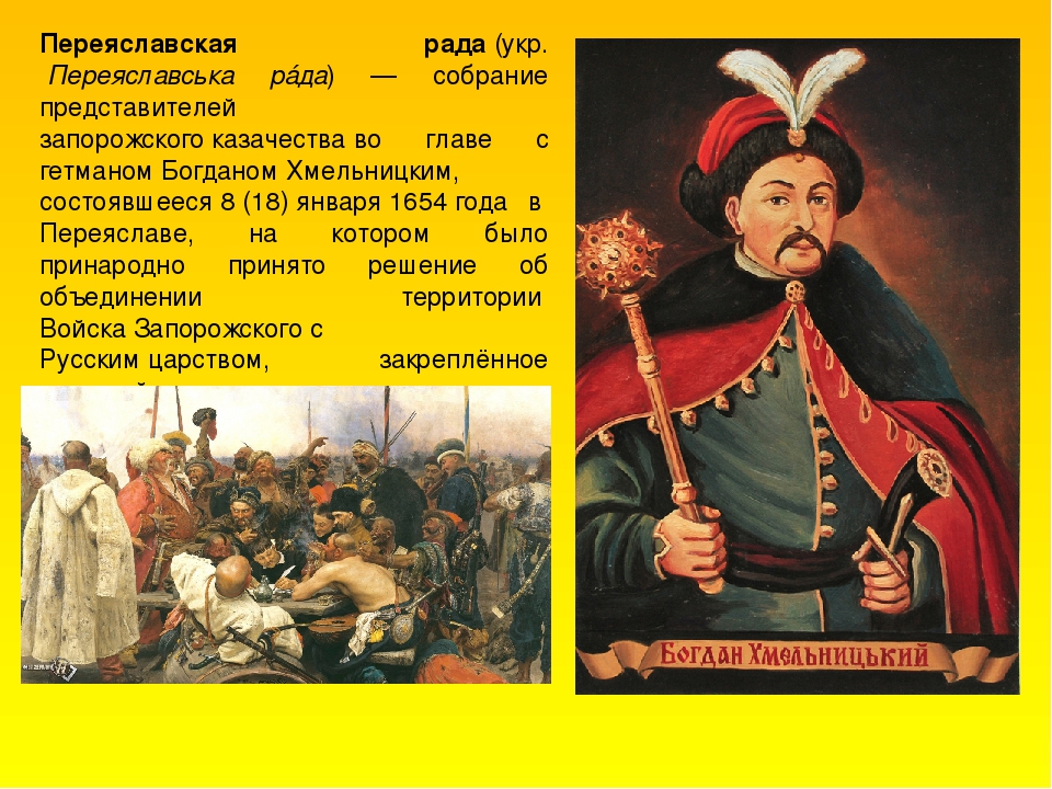 Кто создал переяславскую раду. 1654 Год Переяславская рада.