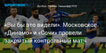 Футбол. «Вы бы это видели». Московское «Динамо» и «Сочи» провели закрытый контрольный матч
