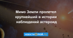 Мимо Земли пролетел крупнейший в истории астероид
